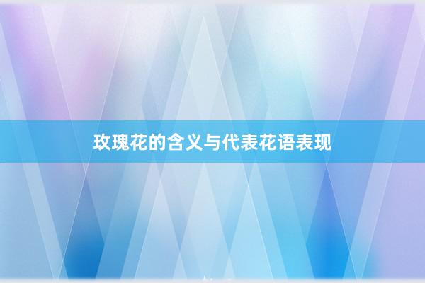 玫瑰花的含义与代表花语表现